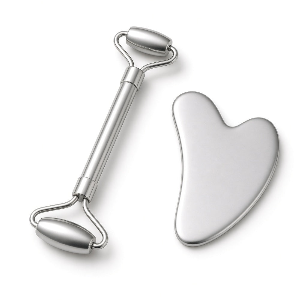 Stainless steel face roller and gua sha tool