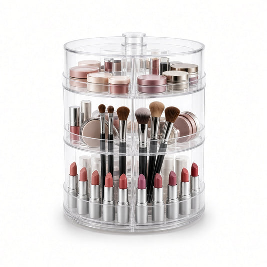 Clear acrylic rotating makeup organizer